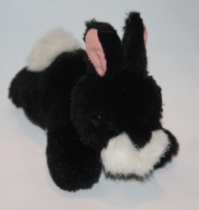 UNIPAK Baby Easter Bunny Rabbit 6" Black White Plush Stuffed Mini Soft Toy 1990 - Image 4 of 4
