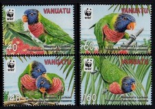 Vanuatu 2011 MNH 4v, WWF, Birds, Massena Rainbow Lorikeet, Parrot