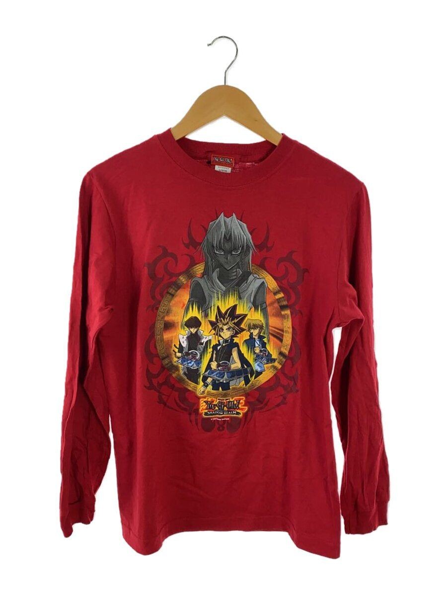 ALTRA T manica lunga altre marche Yu Gi Oh! T shirt anni 90 L cotone rosso tinta unita usata