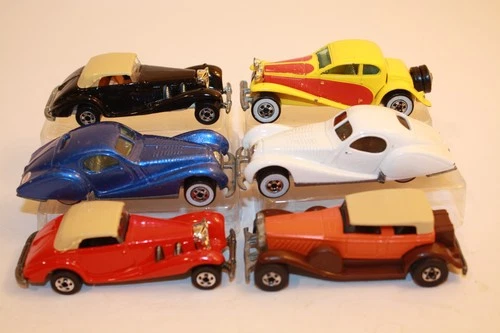 Six (6) Vintage Hot Wheels Classic Cars MERCEDES / TALBOT / BUGATTI / DOOZIE