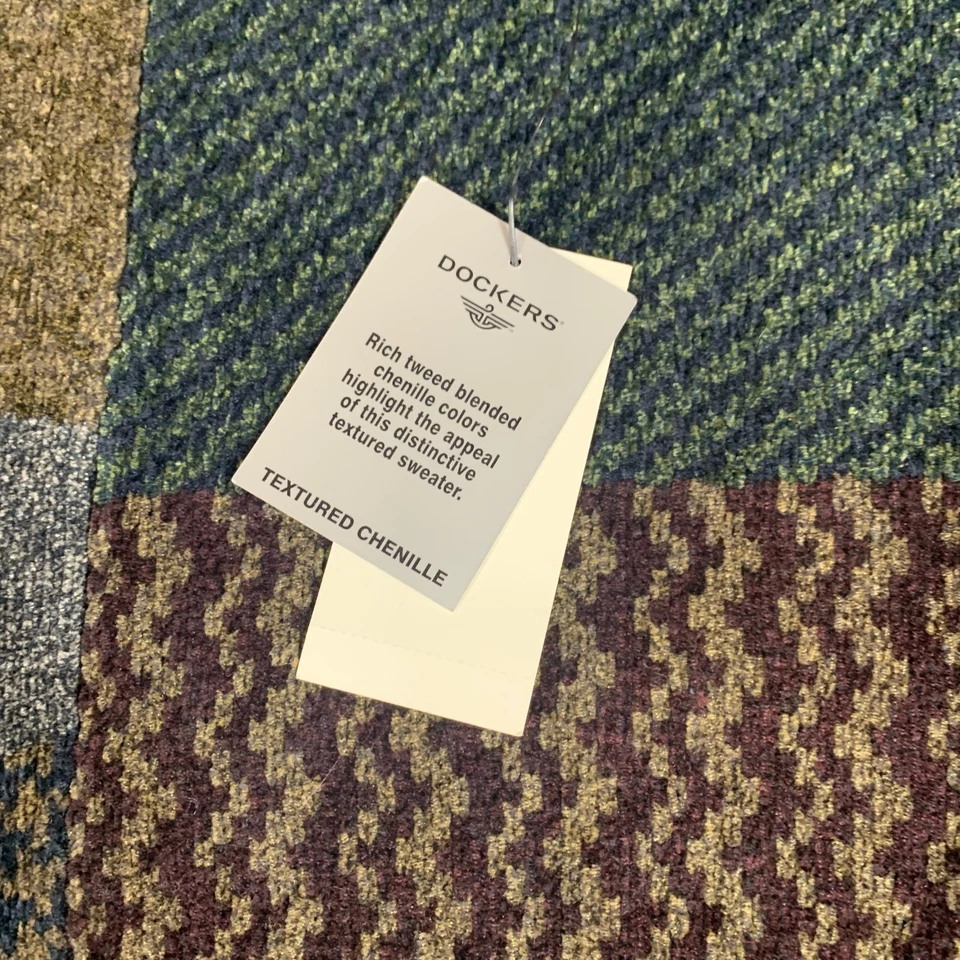 Suéter De Colección Dockers Para Hombres Medio Azul Patchwork Abstracto Pullover Retro $50 Nuevo Foto 3 de 4