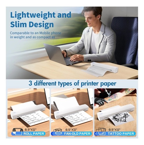 Wireless Portable Thermal Printer for Travel 8.5" X 11" Documents Tattoo Stencil - 第 3/10 張圖片