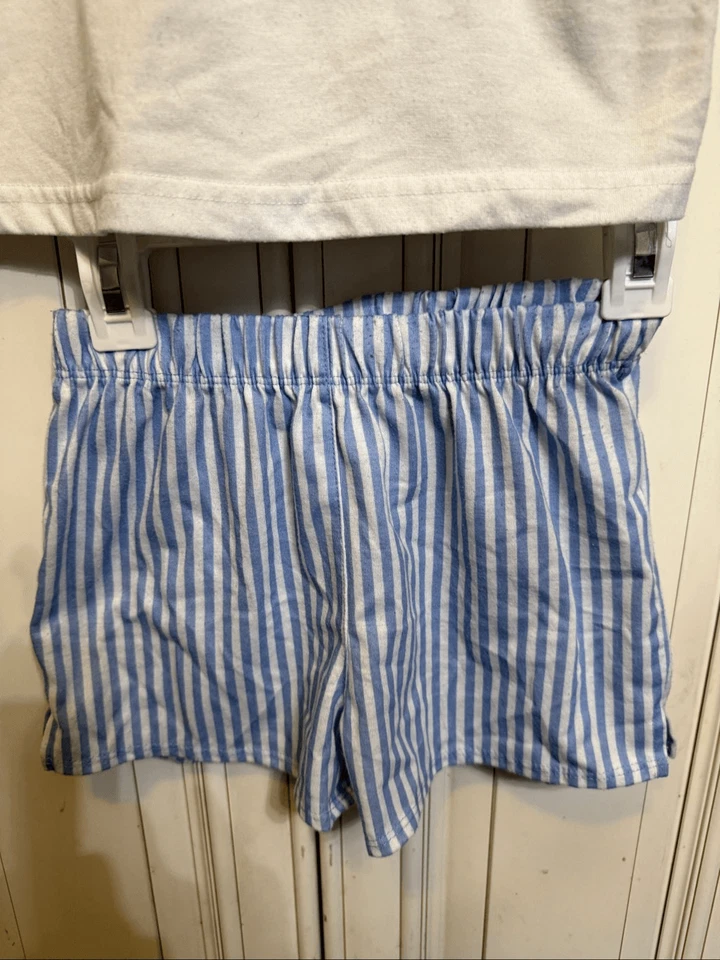 Garfield Girls 2-Piece T-Shirt and Striped Shorts Set Blue Cream Size 6 - Image 3 of 4