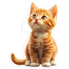 Sitting Orange Kitten - Vinyl Decal Sticker - Car Window Laptop - 1187