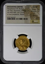 Nicephorus II & Basil II BYZANTINE EMPIRE AV Hist Nomisma NGC XF45 Christ