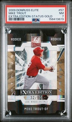 Mike Trout 2009 Donruss Elite Extra Edition Gold Status /50 PSA 7 #57 Los