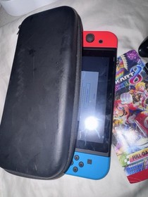 Nintendo Switch HAC-001(-01) with Blue and Red Joy-Con Controllers and Mario...
