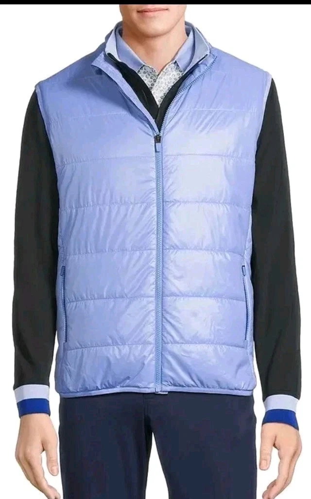 RedVanly Men's Winslow Puffer Vest Golf Full-Zip Lightweight Blue Size XLarge