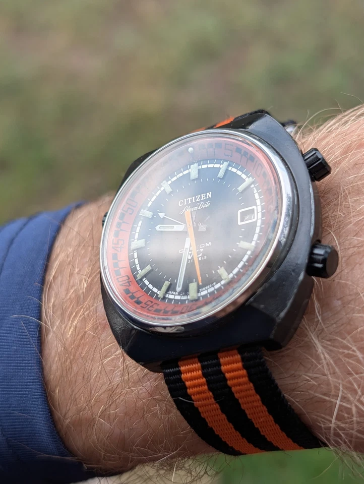 RARE Citizen Alarm Date V2 Custom Para Water 63-7019 Manual Wind 21J 42mm - Image 3 of 4