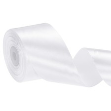 24 Yards 2" Wide Satin Ribbon Single Face Solid Fabric Ribbon, White