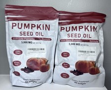 2x Pumpkin Seed Oil, 2 in 1 Pumpkin Seed Oil w/ Saw Palmetto 3000mg 300ct 4/27