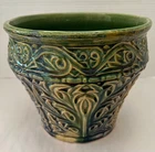 8" Majolica Brush McCoy Art Pottery ACANTHUS LEAF Green