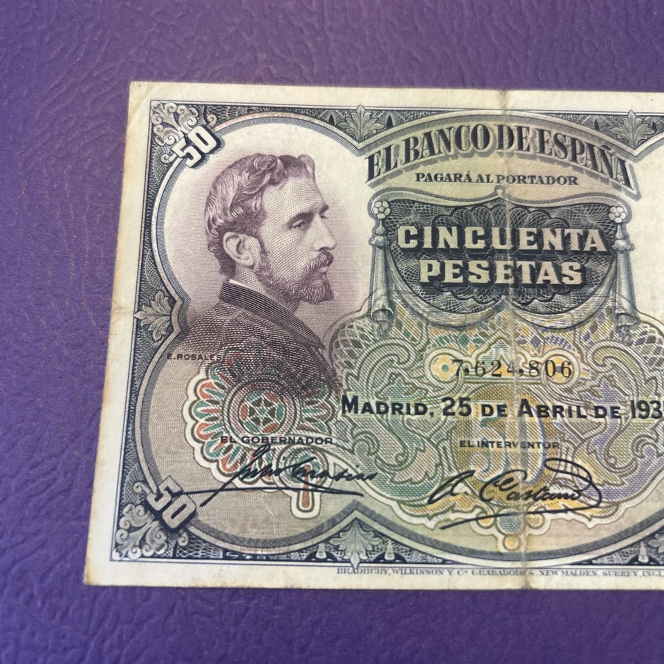 Spain- 50 Pesetas-1931 - Image 2 of 4