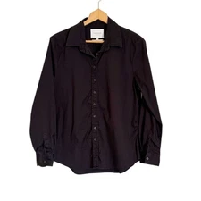 The Shirt Rochelle Behrens The Jet Set Boyfriend Black Button Front Shirt sz L
