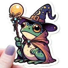 Frog Wizard with Hat Sticker - 3" Waterproof Vinyl Decal