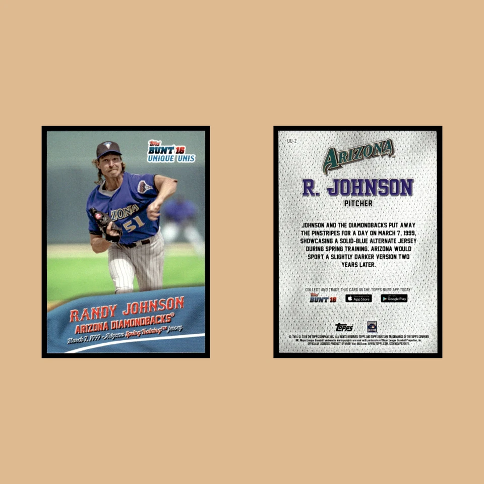 Lote de 22 tarjetas de béisbol Randy Johnson 2016 Topps coloridas únicas Unis Diamondbacks conjunto Foto 3 de 4