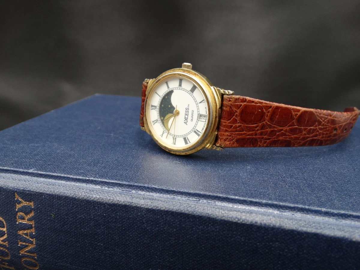 Vintage Axcess Gemstone Quartz Watch Swiss Movt Genuine Alligator Strap - REPAIR Axcess Wristwatches for sale - eBay main image 3