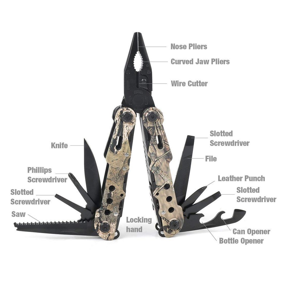 13-in-1 Multi-Tool Folding Pliers with Carrying Sheath