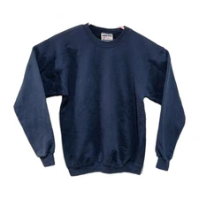 Hanes Ultimate  Printpro Vintage Crewneck Navy Blue Sweatshirt Mens Small Blank