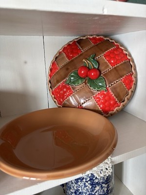  Trompe l'Oeil cherry pie ceramic covered serving dish