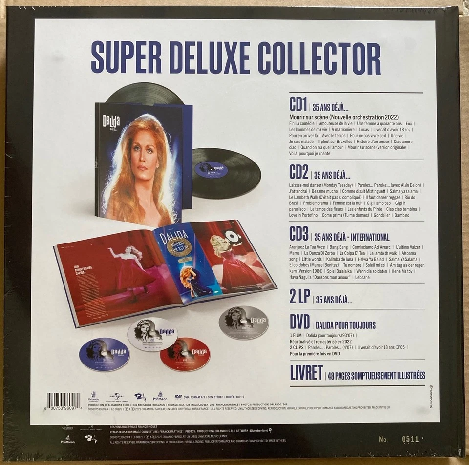 DALIDA 35 ans déjà - Coffret Collector numéroté / 2LP + 3CD + DVD NEUF - Photo 2/3