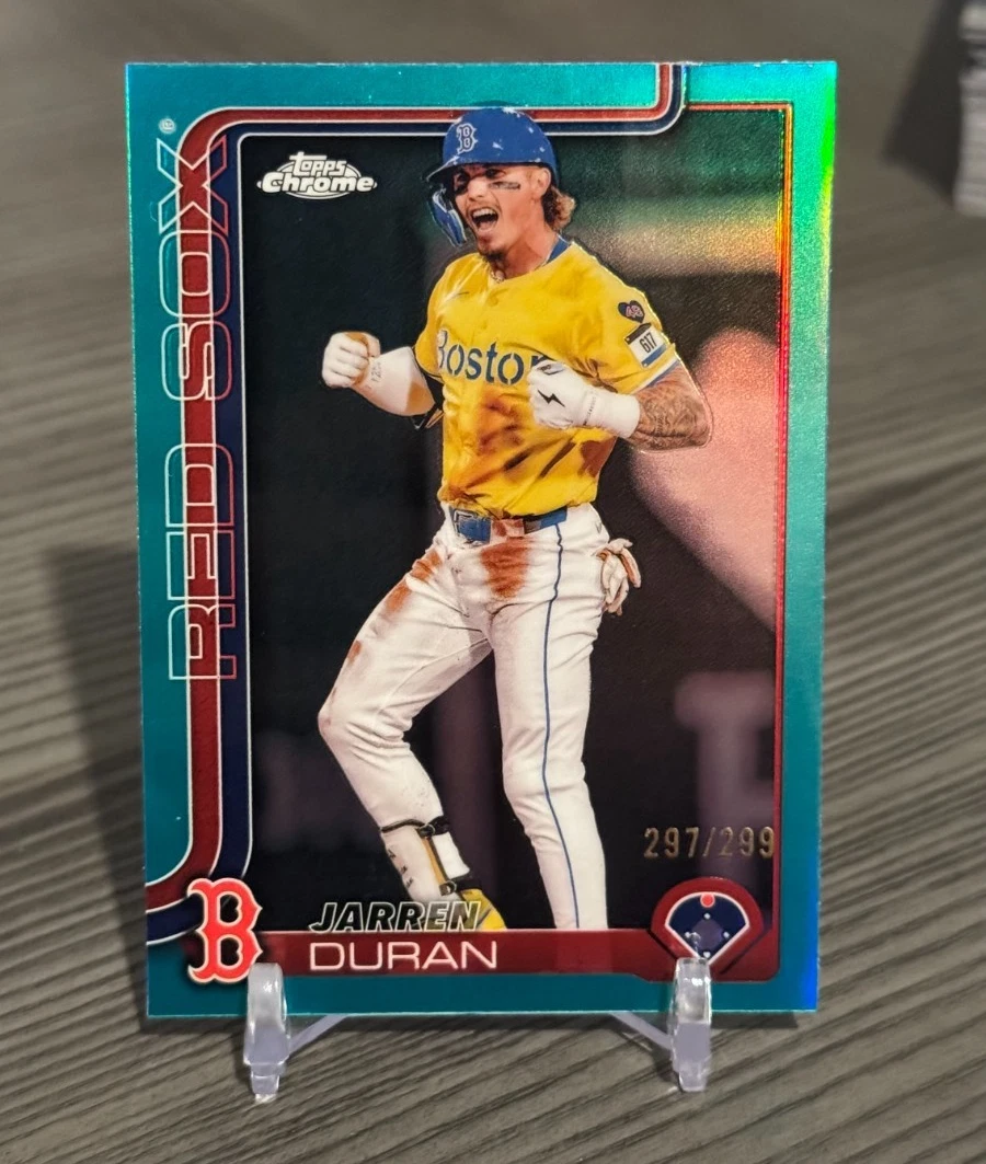 2025 Topps Chrome Jarren Duran #79 Teal Refractor /299 Boston Red Sox