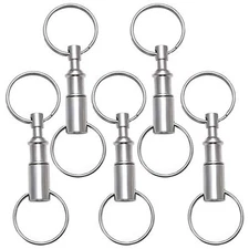 5 Pack Quick Release Detachable Pull Apart Key Rings Keychains,Double Spring 