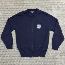 Vintage USPS Jacket Cardigan Size Large Made In USA Zip Up Embroidered Knit