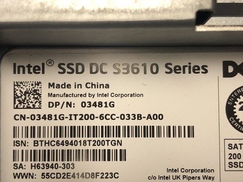 Dell Intel 200GB SSD DC S3610 Series SATA III 6Gb/s 3.5 LFF MLC 95 to 100% - Afbeelding 5 van 6