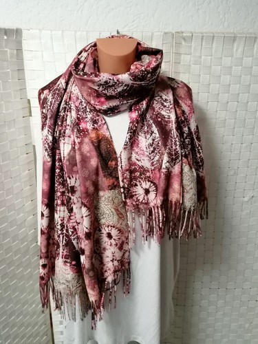 Schal Stola weicher Schal beere weinrot rosa pinktöne Herbst Winter 24/25 Neu - Bild 3 von 5