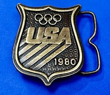 1980 USA Olympic Committee Bergamot Brass Works Vintage Belt Buckle Paul Rollins