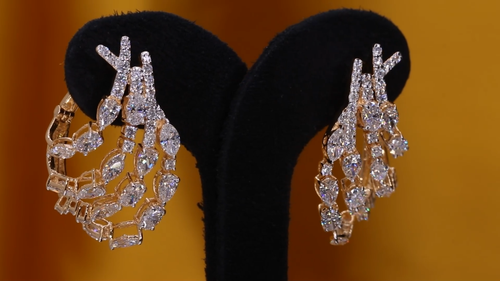 4.67 Ct Lab Grown CVD Multi Shape Diamond Hoop Earrings 18k Yellow Solid Gold - Video 1 of 1