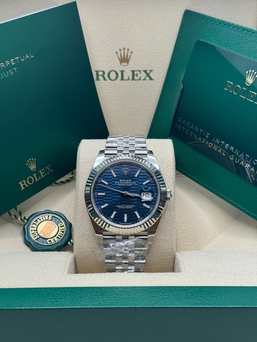 Rolex Datejust 41 NEW 2024 Blue Motif Fluted Dial Stainless Fluted