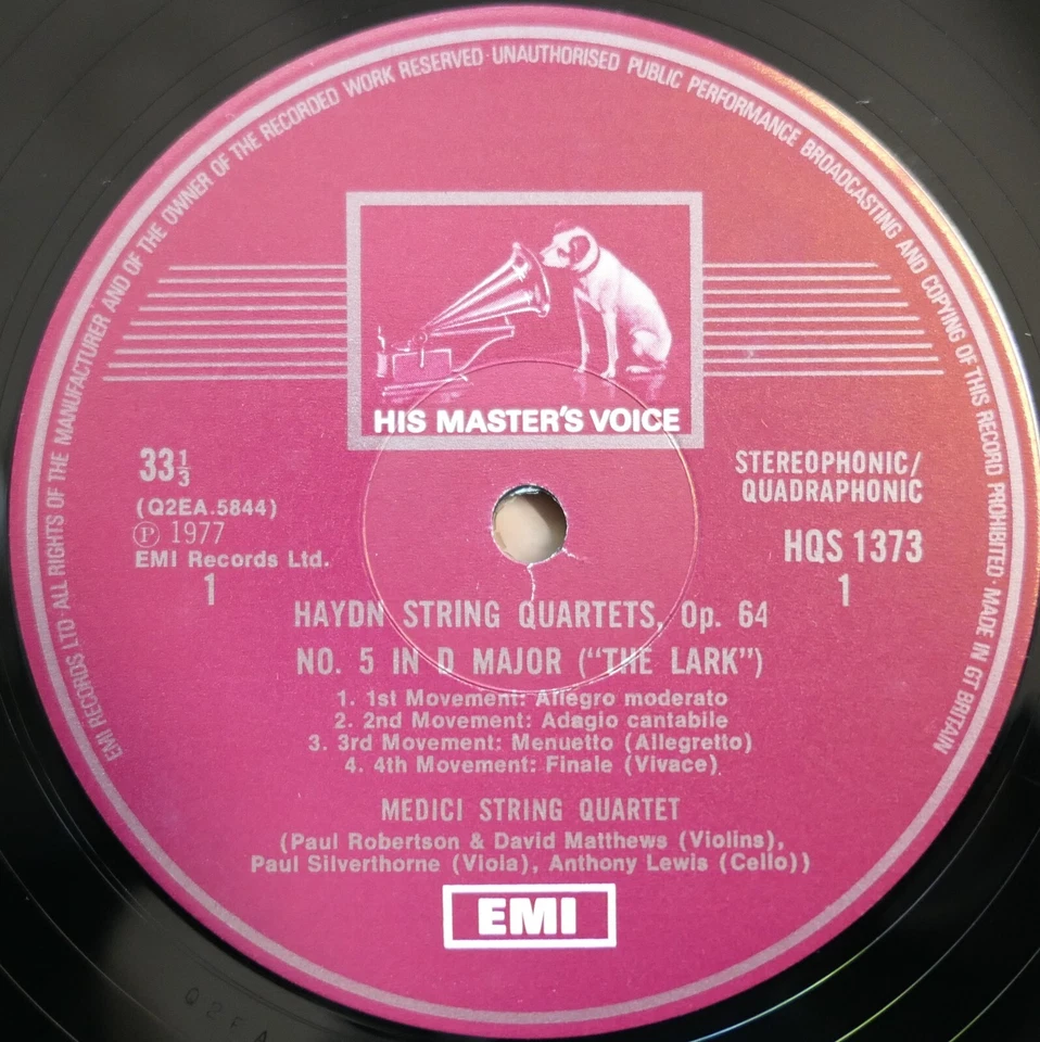 SLS 5077 Haydn String Quartets Op. 64 Medici String Quartet NM 3LP Quad EMI - Image 4 of 4