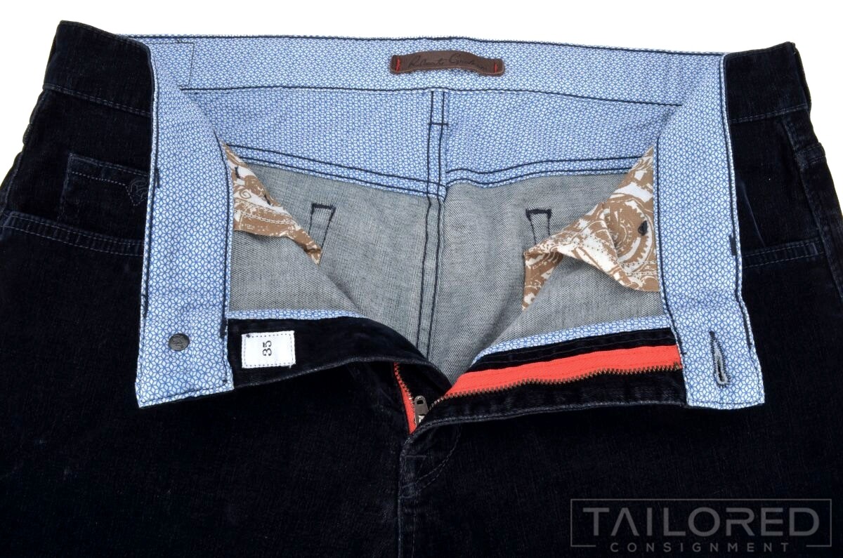 ROBERT GRAHAM Solid Blue Cotton Flat Front Mens L… - image 3