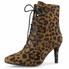 Femme Bottines à Lacets Pointu à Lacets Talons Aiguilles