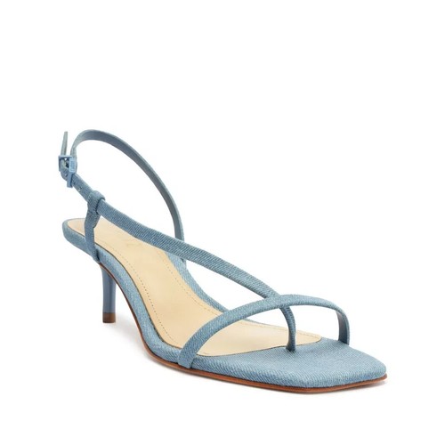 Schutz Women's Heloise Denim Open Toe Heel Slingback Sandals, Azul, 7.5M - 第 1/5 張圖片
