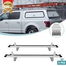 Heavy Duty 53" Truck Cap Topper Rack Aluminum Ladder Roof Rack 2 Crossbars White