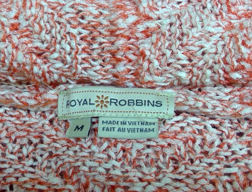 Royal Robbins Womens Sweater Medium Coral White Open Knit Button Cardigan Collar - Picture 4 of 9