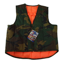 VTG Sports Afield Green Woodland Camo Reversible Hunting Puffer Vest Mens Sz L