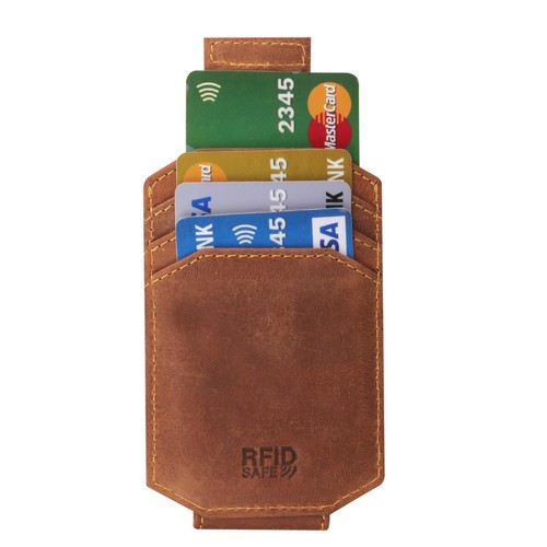 Mens RFID Real Leather Minimalist Carholder Wallet Strong Magnet Money Clip 725 - Picture 5 of 19