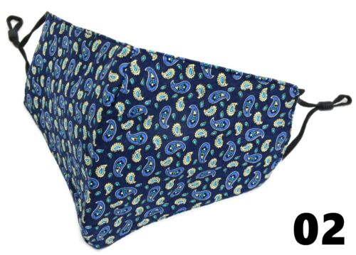 Unisex 100% Cotton 3 Layers Face Cover Mask Washable Reusable Breathable Dust - Picture 14 of 75