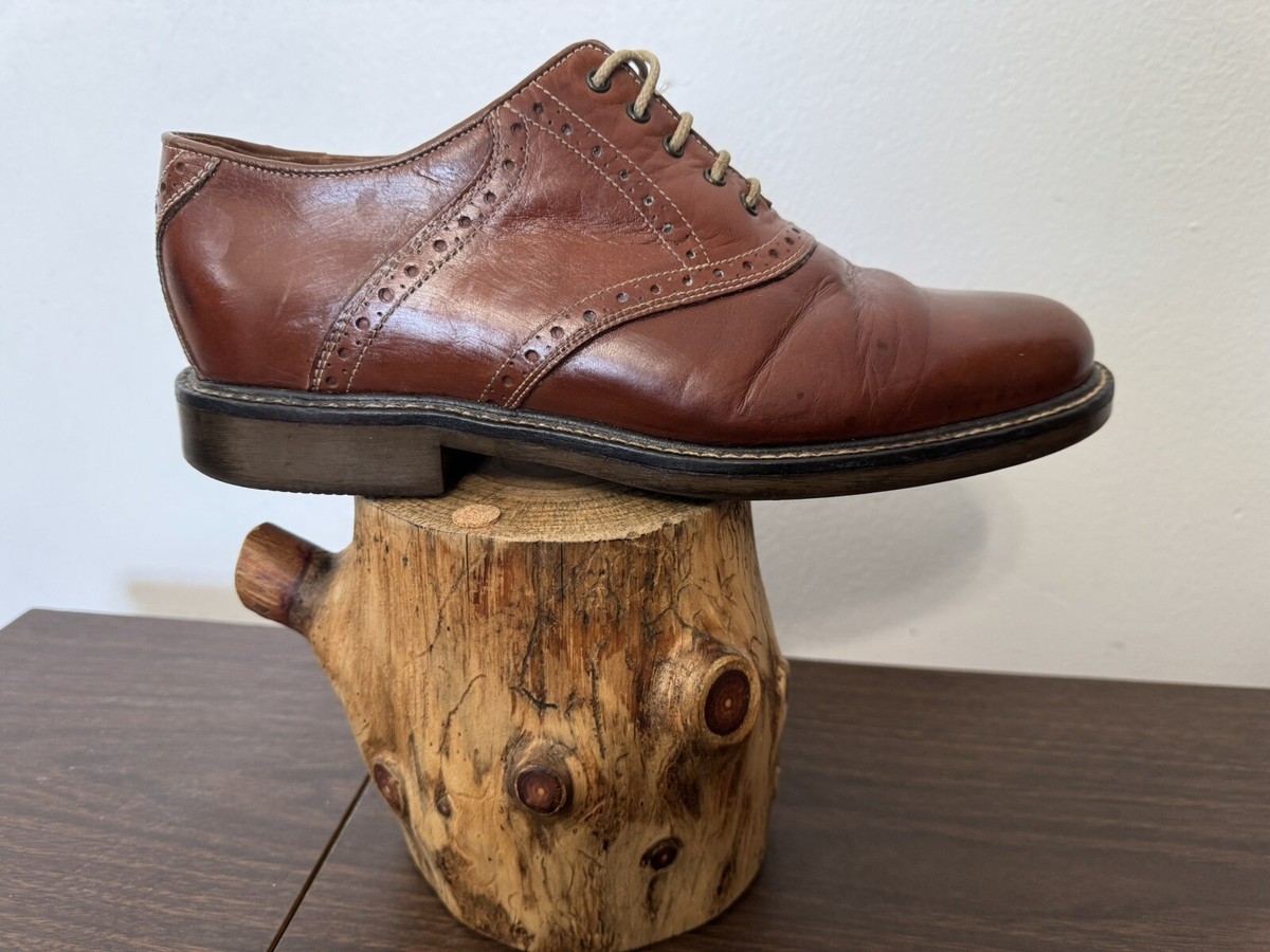 Johnston & Murphy 8.5 M Brown Leather Saddle Oxford Shoes 