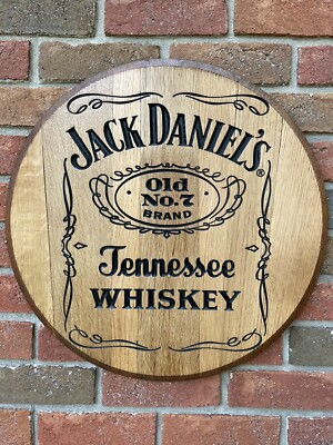 Jack Daniels Bourbon Barrel Head/ KY Bourbon Barrel Whiskey Head -Carved