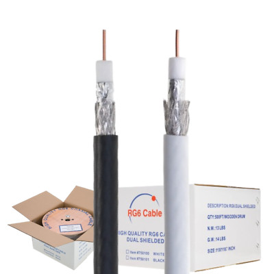 RG6 Dual Shield Coaxial Cable 18AWG CCS 500FT 1000FT 3GHz TV/Internet/Video lot