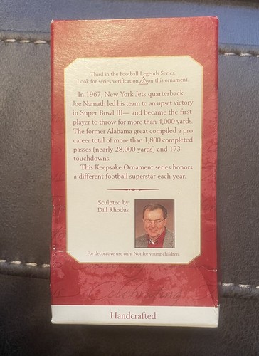1997 Hallmark Keepsake Ornament NFL Football New York Jets Joe Namath Card Box - Picture 3 of 6