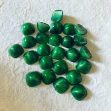 C345 Vintage glass cabochons 12mm cushion octagon green domed unfoiled 24 