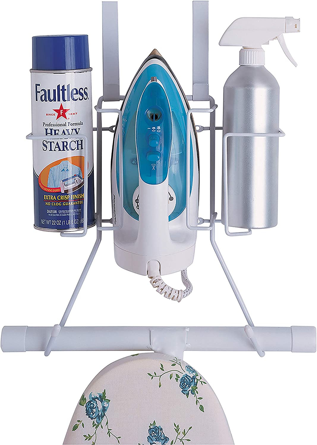 Over The-Door Wall-Mount Organize Ironing Board Hanger Holder with Large Storage