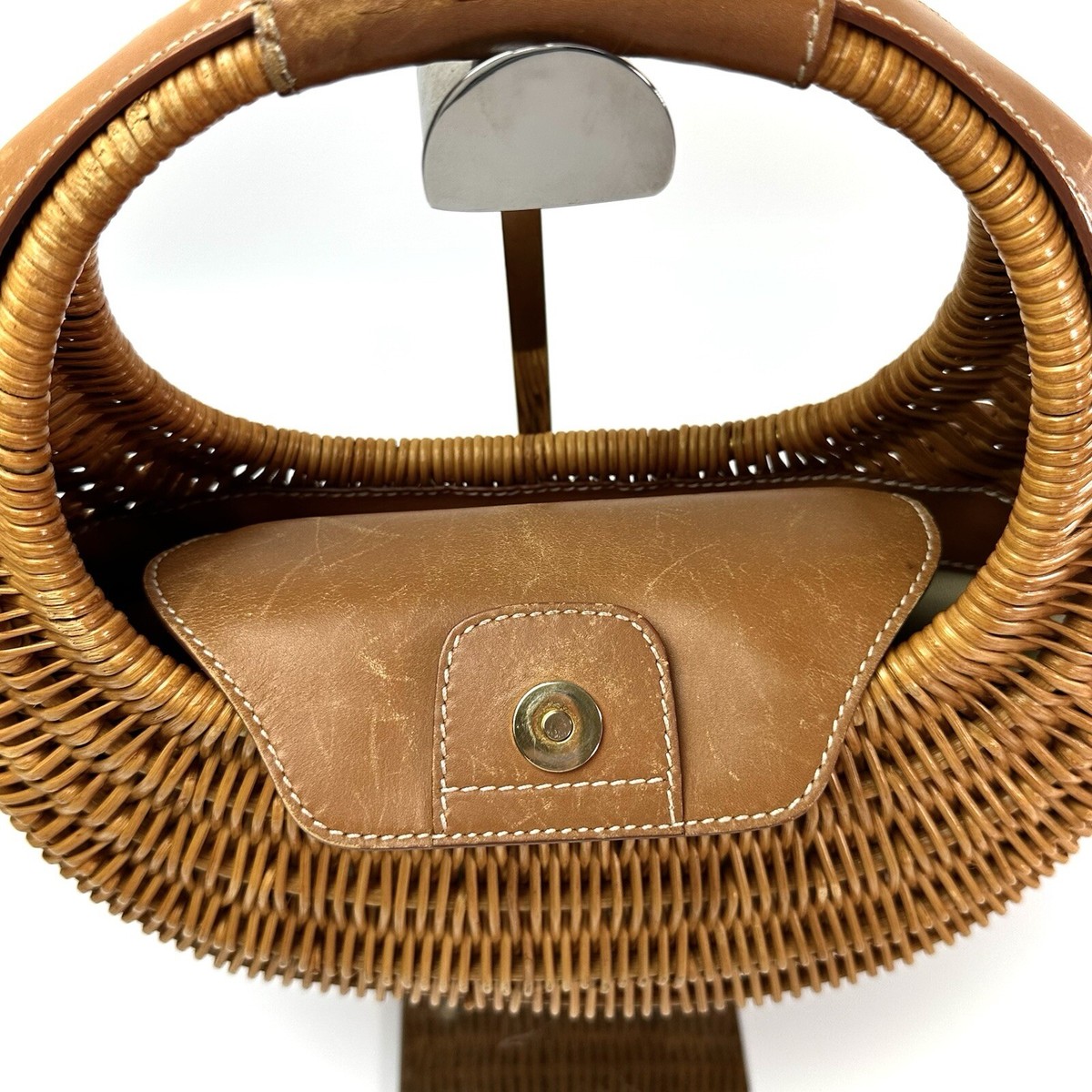 Salvatore Ferragamo Raffia Handbag One Handle Basket Bag