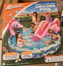 Banzai Spray 'N Splash Unicorn Inflatable Pool! New & Sealed in Box!